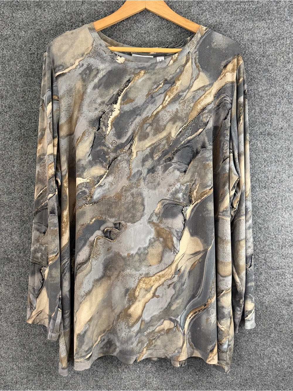 Susan Graver Womens 3X Liquid Knit Marbled Top 3/4 Sleeve Office Casual Stretch